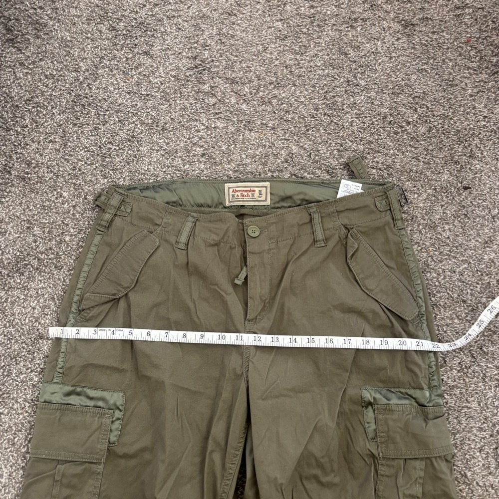 y2k Abercrombie & Fitch Mens Cargo Pants Olive Green Utility Paratrooper 32 - Picture 9 of 10